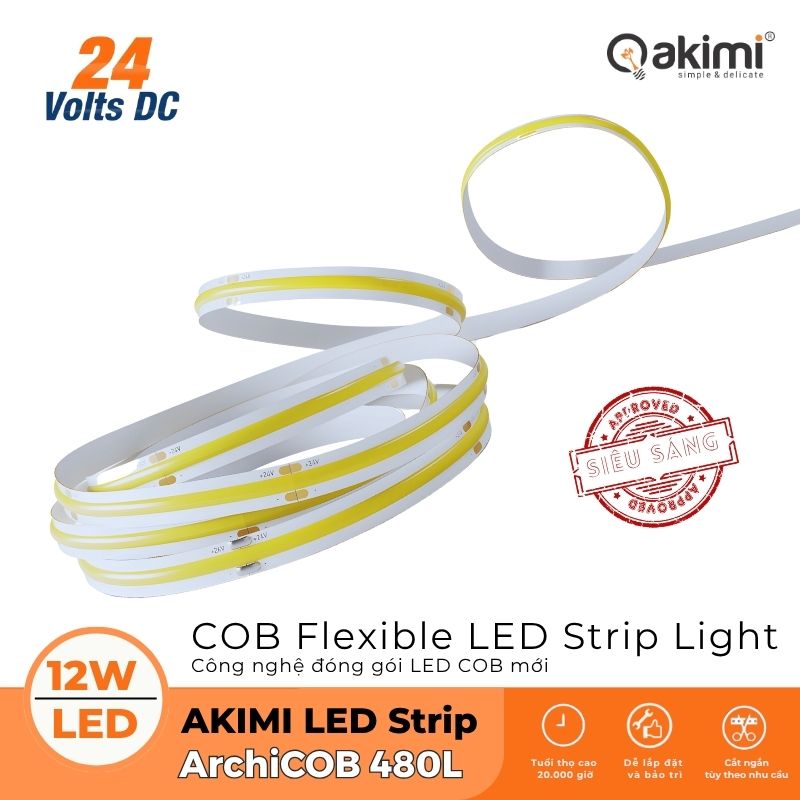 Led Dây Akimi ArchiCOB 480L DC24V CRI95 (Cuộn 10m)